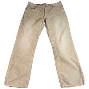 Tommy Hilfiger Corduroy Pants Mens 36x30.5 Beige Whisker‎ Detail Straight Leg